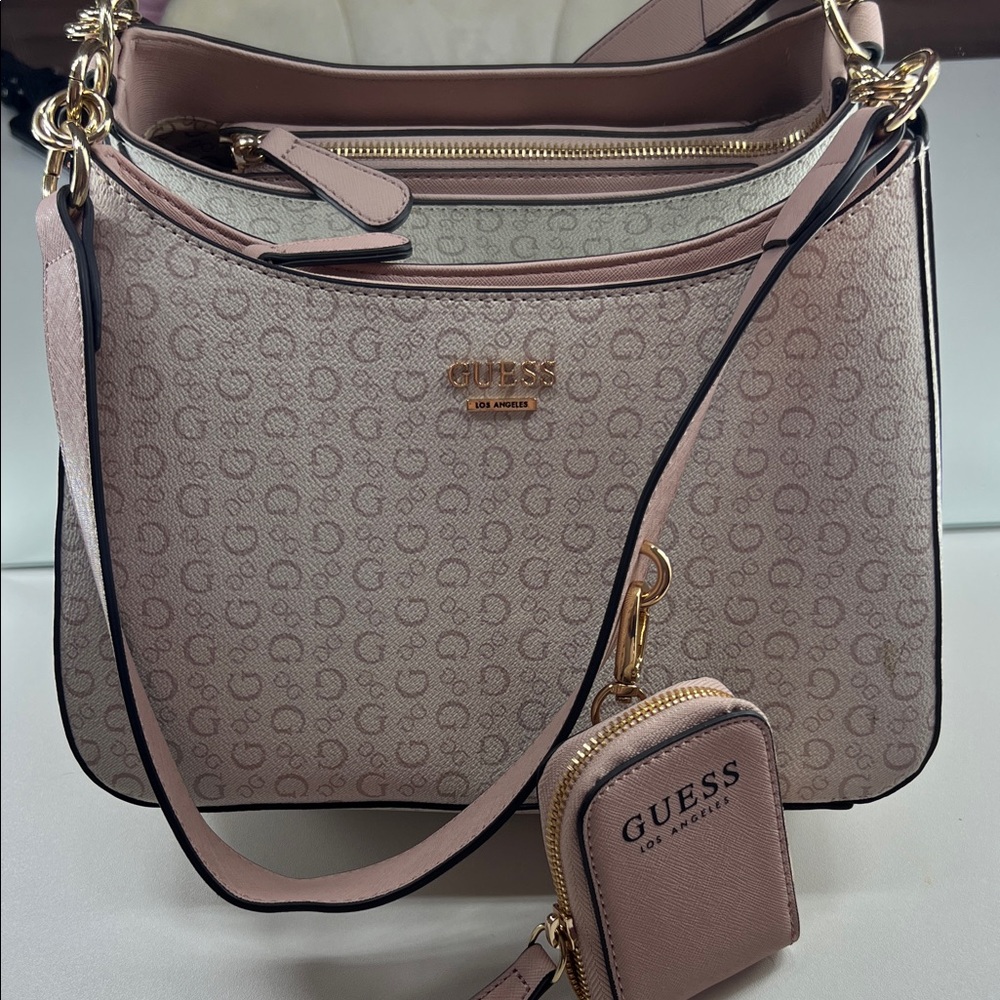 Guess Pink and Cream Shoulder Bag